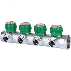 Коллектор регулирующий 1', 4 отвода 1/2' плоское уплотнение STOUT SMB-6849-011204