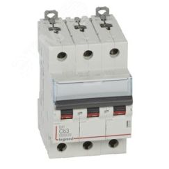 Выключатель автоматический трехполюсный 63А C DX3 6кА/10кА LEGRAND 407865