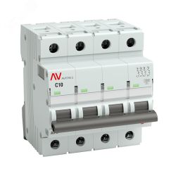 Выключатель автоматический AV-10 4P 10A (C) 10кА AVERES EKF mcb10-4-10C-av