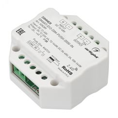 Диммер SMART-D12-DIM-PUSH-2000-IN (12-48V, 1x6A, 2.4G) (, IP20 Пластик, 5 лет) Arlight 028289
