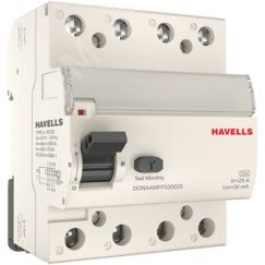 Выключатель дифференциального тока (УЗО) 3п+N 25А 30мА тип А D7 Havells 7701640