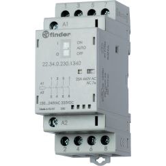 Контактор модульный 3NO+1NC 25А контакты AgSnO2 катушка 48В АС/DC 35мм IP20 механический индикатор/LED FINDER 22.34.0.048.4720