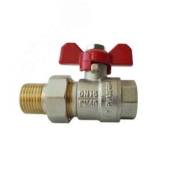 Кран шаровой BVR-FR с накидной гайкой и ниппелем (американка) DN 25 PN40 Т от -20С +120 град. материал корпуса латунь CW602N Ридан 065B8305RG