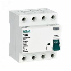 Выключатель дифференциального тока УЗО 03-6кА-4P-016А-100-AC SE (Dekraft) 14240DEK