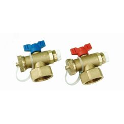 Комплект концевых элементов с шаровым краном и воздухоотводчиком, 1F x 1/2 x 3/8, набор 2 штуки Henco UFH-ESK060303-M