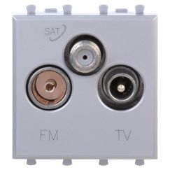 Розетка TV-FM-SAT модульная, &quot;Avanti&quot;, &quot;Закаленная сталь&quot;, 2 модуля