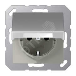 Штепсельная розетка SCHUKO 16A 250V алюминий с    крышкой JUNG A1520BFKLAL