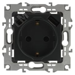Розетка 2P+E 16A-250В, штор. с 2xUSB 5В-3А, Эра12, антрацит 12-4109-05 ЭРА Б0047844