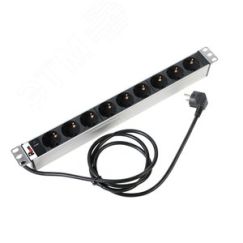 Блок розеток Rem-16 с индикатором 9 Schuko 16A 19' шнур 1.8 м REM R-16-9S-I-440-1.8