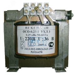 ОСО-0,25 УХЛ3 220/36, IP00, трансформатор Электротехник ET003107