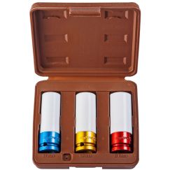Набор головок торцевых глубоких для ударного инструмента 1/2''DR, для лекгосплавных колесных дисков, 17,19,21 мм, 3 предмета Ombra 912503