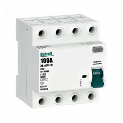 ВДТ 4P 100A 30мА тип AC 6кА УЗО-03 SE (Dekraft) 14238DEK