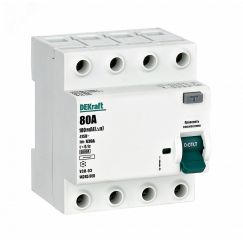 Выключатель дифференциального тока УЗО 03-6кА-4P-080А-100-AC SE (Dekraft) 14245DEK