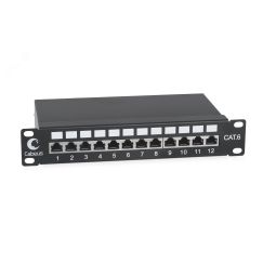 Патч-панель PL-12-Cat.6 10-SH-Dual IDC 10, установочный размер 236 мм, 12 портов RJ-45 полностью экранированная, категория 6, Dual IDC Cabeus PL-12-Cat.6 10дSH-Dual