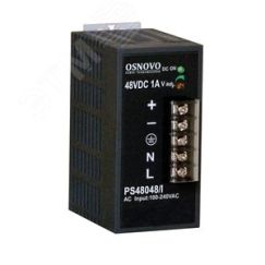 Блок питания промышленный. 1 выход DC48V, 1A (48W). Диапазон входных напряжений AC100-240V. КПД 83%. OSNOVO PS-48048/I
