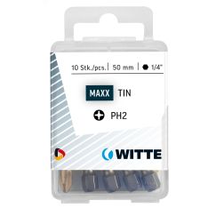 Бита PH2 х 50 мм 1/4'' E6.3 Industrial TiN покр. нитрид титана (5 штук) WITTE 427552200
