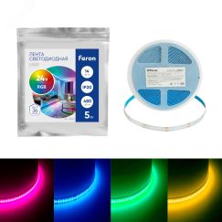 Лента светодиодная LEDх480/м COB 5м 14w/m 24в RGB FERON LS531 48946