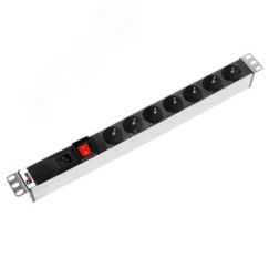 Блок розеток Rem-16 с выключателем 7 Schuko вход IEC 60320 C20 16A 19' REM R-16-7S-V-440-Z