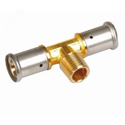 Тройник пресс 32x1'НРх32 переходной, латунь Henco 14P-320632