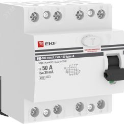 Устройство Защитного Отключения ВД-100 4P 50А/30мА (эл-мех, тип А) PROxima EKF elcb-4-50-30-em-a-pro