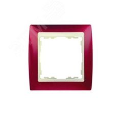 Рамка на 4 поста, S82, гранатовый металлик - сл.кость Simon 82744-37