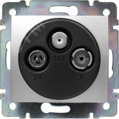 VALENA Розетка телевизионная TV-FM-SAT звезда 1.5дБ алюминий Daccord/Legrand 770135