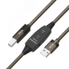 Кабель USB 2.0 AM на BM, 15 м., активный, с усилителем сигнала, кабель для доп.питания Greenconnect GCR-53778