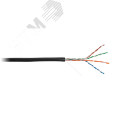 Кабель U/UTP 4 пары Кат.5e одножильный медный внешний PE черный 100м NETLAN EC-UU004-5E-PE-BK-1