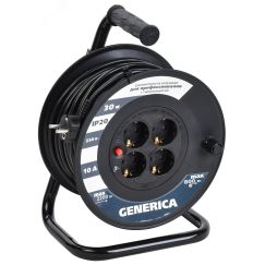 Удлинитель силовой  УК30 с термозащитой 4 места 2P+PE/30м 3х1.0мм2 GENERICA IEK WKP10-10-04-30-G