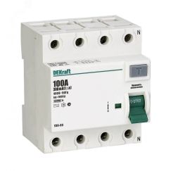 Выключатель дифференциального тока (УЗО) 4P 100A 300мА AC УЗО-03 6кА SE (Dekraft) 14097DEK