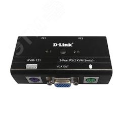 Переключатель KVM 2 порта VGA и PS/2 D-Link KVM-121/B1A