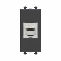 Компьютерная розетка RJ-45 без шторки модульная, кат.6А экранированная, &quot;Avanti&quot;, &quot;Черный матовый&quot;, 1 модуль