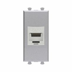 Компьютерная розетка RJ-45 без шторки модульная, кат.6А экранированная, &quot;Avanti&quot;, &quot;Закаленная сталь&quot;, 1 модуль
