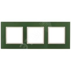 Рамка на 3 поста, стекло, Эра Elegance, зелёный+сл.кость, 14-5103-27 ЭРА Б0034517