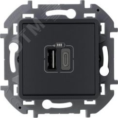 Зарядное устройство с двумя USB разьемами A C 240В/5В 3000мА INSPIRIA антрацит Daccord/Legrand 673763