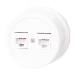 Розетка Лизетта RJ45 информационная двойная, керамика, цвет белый Бирони B1-302-01