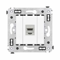 Компьютерная розетка RJ-45 без шторки в стену, кат.6A одинарная экранированная, &quot;Avanti&quot;, &quot;Белое облако&quot;