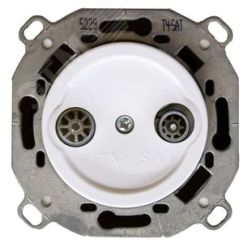Розетка TV/R-SAT проходная (скрытый монтаж), Белый Бирони B3-304-21