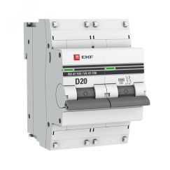 Автоматический выключатель 2P 20А (D) 10kA ВА 47-100 PROxima EKF mcb47100-2-20D-pro