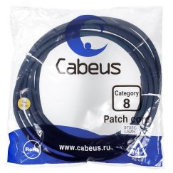 Патч-корд S/FTP, категория 8 (40G, 2000 MHz), 2xRJ45/8p8c, экранированный, синий, LSZH, 5 м Cabeus PC-SSTP-RJ45-Cat.8-5m-LSZH