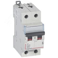 Выключатель автоматический двухполюсный 20А D DX3 6kA/10kA LEGRAND 408032