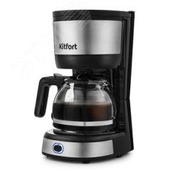 Кофеварка KT-730, объем0,6 л, мощность 750 Вт, цвет черно-серебристый KITFORT КТ-730