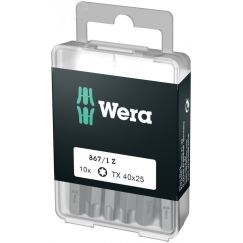 Набор бит 867/1 Z DIY 10 TORX 40 вязкая твердость хвостовик 1/4 C 6.3 TX 40 x 25 мм 10 шт с держателем-еврослот WERA WE-072412