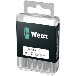 Набор бит 867/1 Z DIY 10 TORX 15 вязкая твердость хвостовик 1/4 C 6.3 TX 15 x 25 мм 10 шт с держателем-еврослот WERA WE-072407