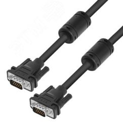Кабель SVGA 15M на 15M, 15 м., черный, ферритовые кольца Greenconnect GCR-51862
