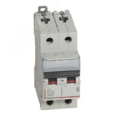 Выключатель автоматический двухполюсный 10А D DX3 6kA/10kA LEGRAND 408029