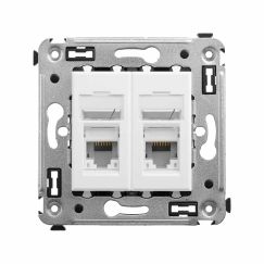 Компьютерная розетка RJ-45 в стену, кат.6 двойная,&quot;Avanti&quot;, &quot;Белое облако&quot;
