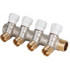 Коллектор 3/4' х 4 выхода 1/2' НР с вентилями MVI MM.404.0504