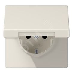 Штепсельная розетка SCHUKO одинарная, с заземлением, с откидной крышкой, 16A, 250В  (механизм + накладка, без рамки). Серия LS990  Материал- дуропласт JUNG LS1520KL