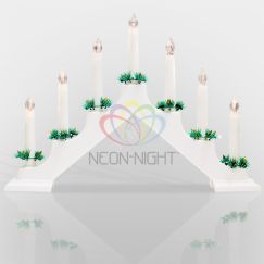 Горка новогодняя  7 свечек, корпуса белый, свечение тёплый белый Neon-Night 501-081